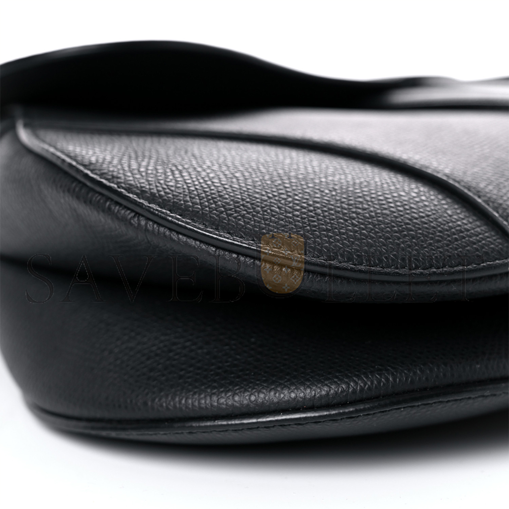 DIOR GRAINED CALFSKIN SADDLE BAG BLACK (25*23*5cm)